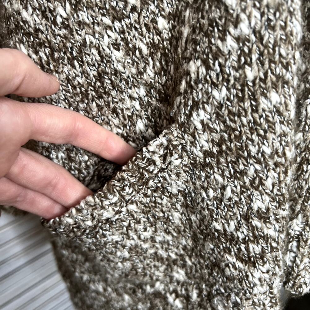 PURE JILL Women's Chunky Braided Knit Cardigan Sweater Single Button Brown Large - Picture 10 of 15